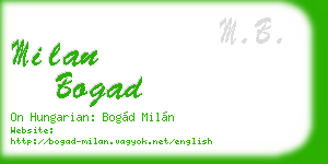 milan bogad business card